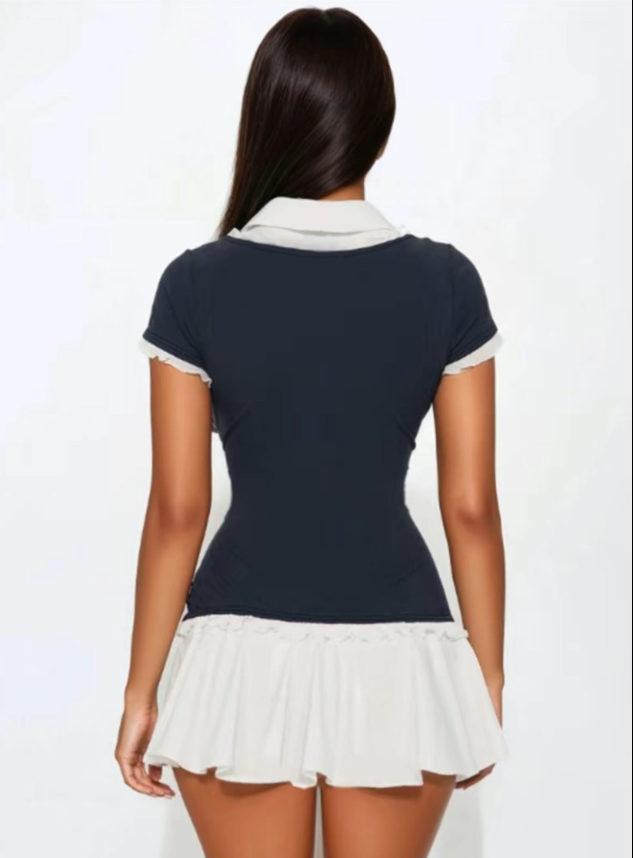 White and black midi dress