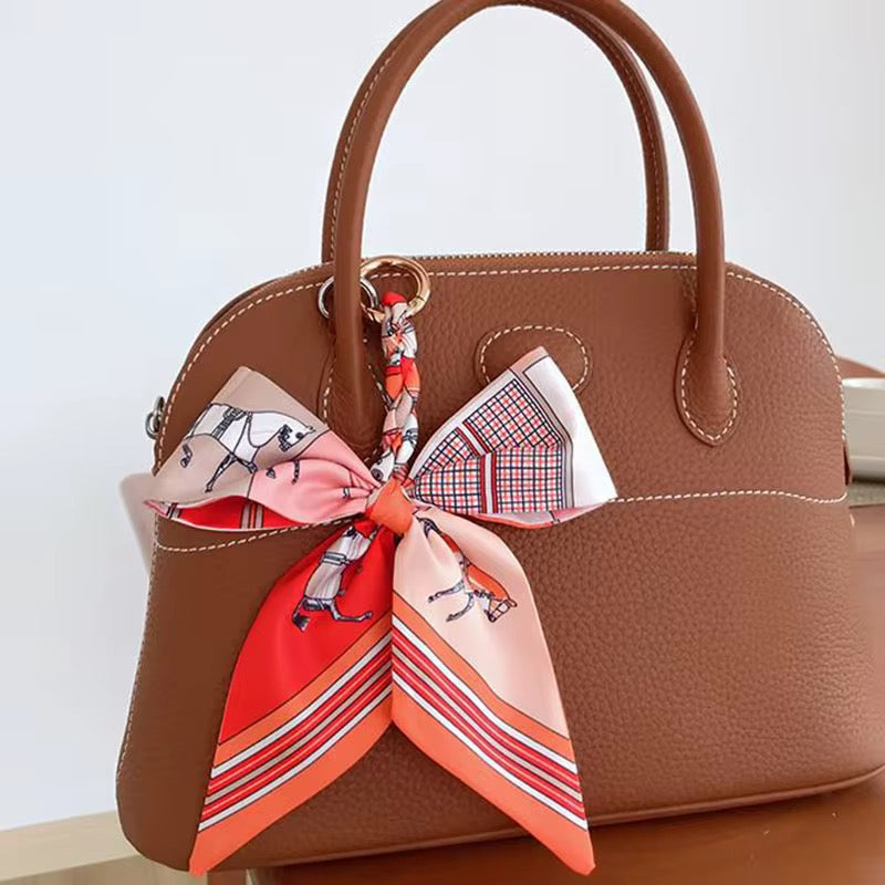 Silk bow bag charm keychain