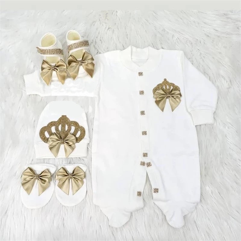 luxury Jewels Crown Layette 4 Piece Gift Set 0-6 Months