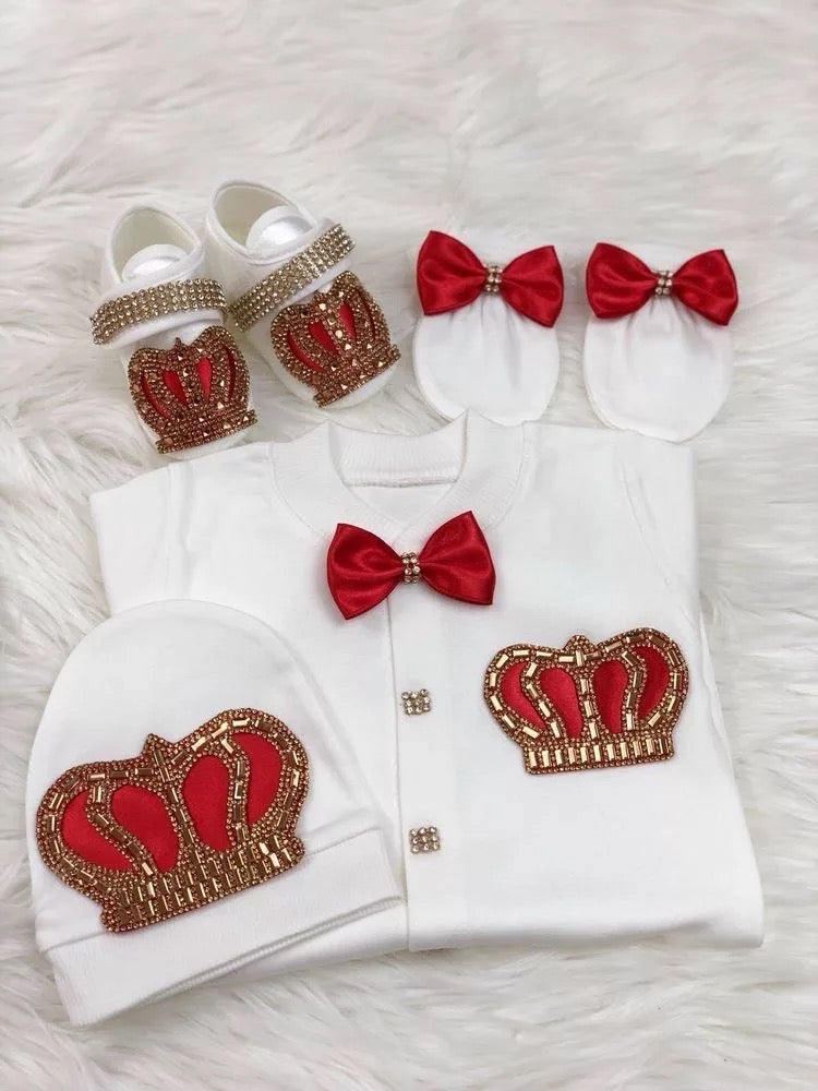 luxury Jewels Crown Layette 4 Piece Gift Set 0-6 Months