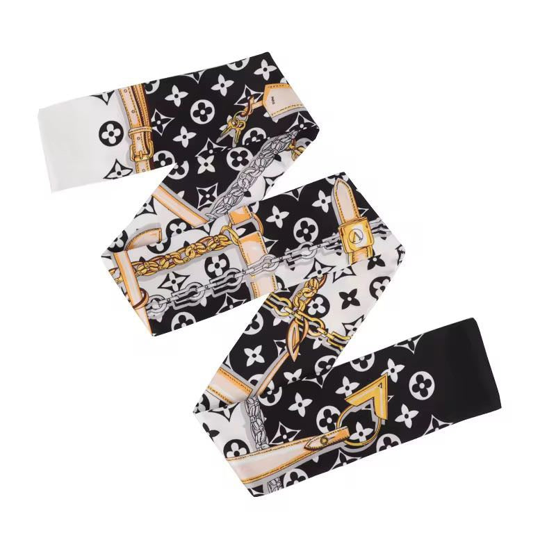 Luxe Designer Silk-Style Scarf — Style It 3 Ways: Hair, Neck & Handbag