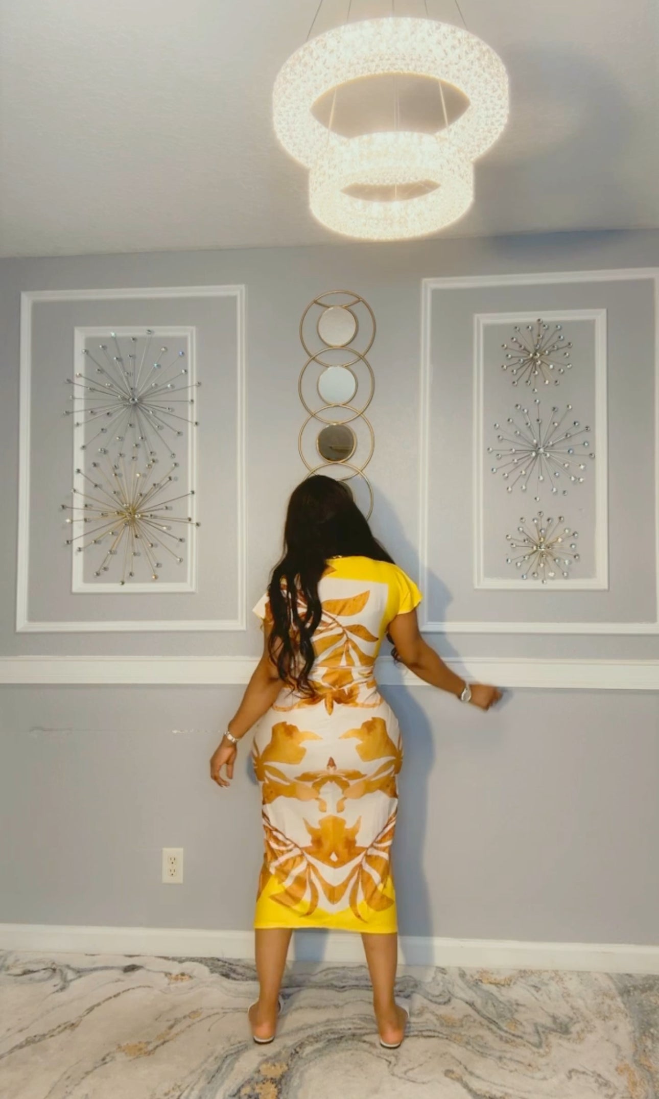 Yellow midi dress