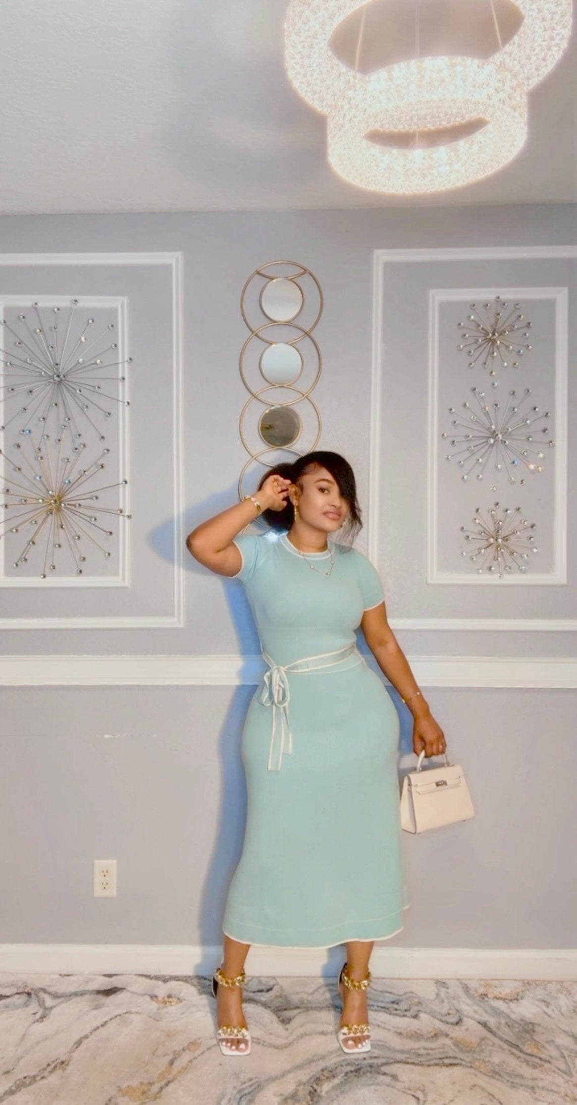 Nia teal blue midi dress