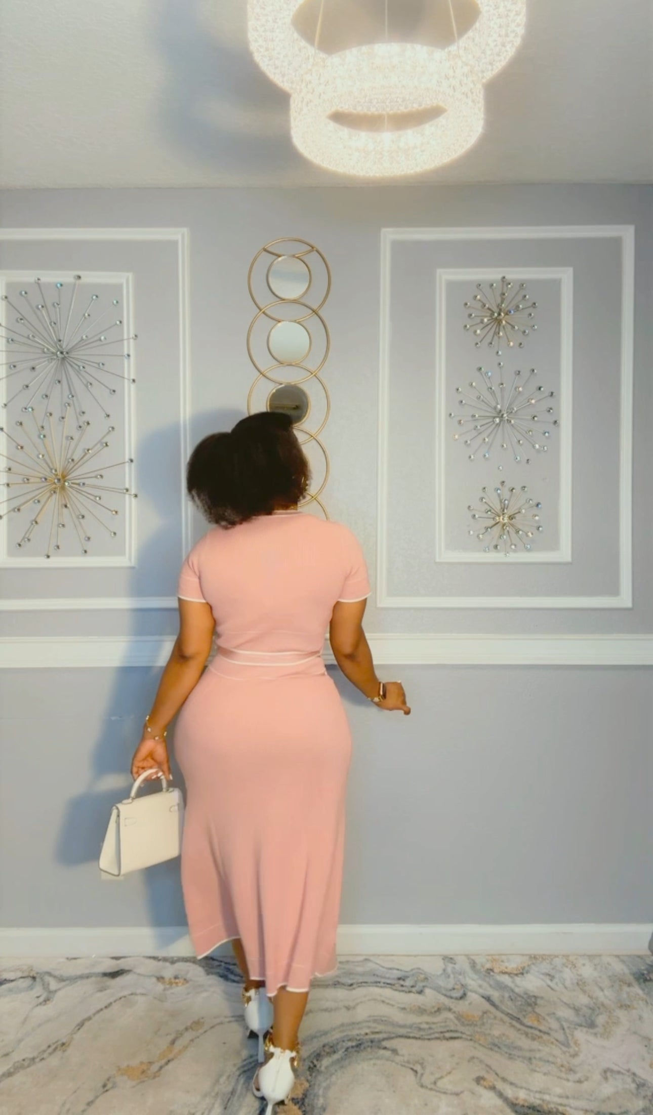 Nia blush midi dress