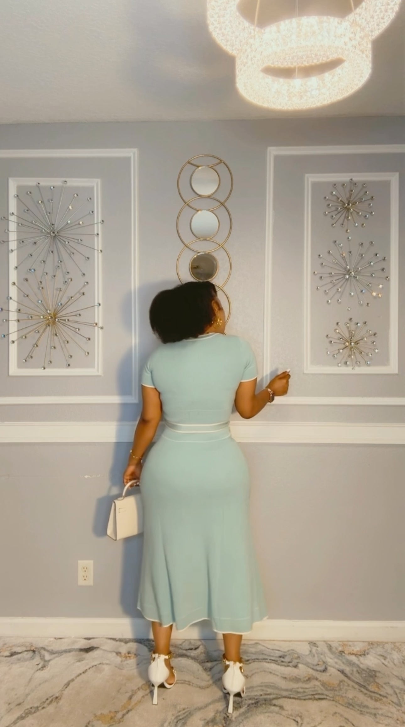 Nia teal blue midi dress