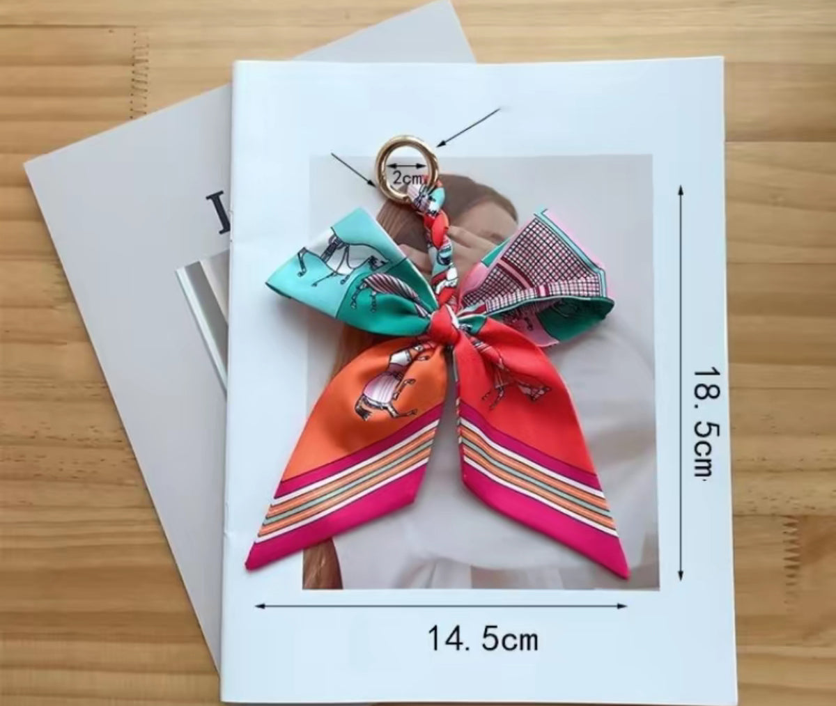 Silk bow bag charm keychain