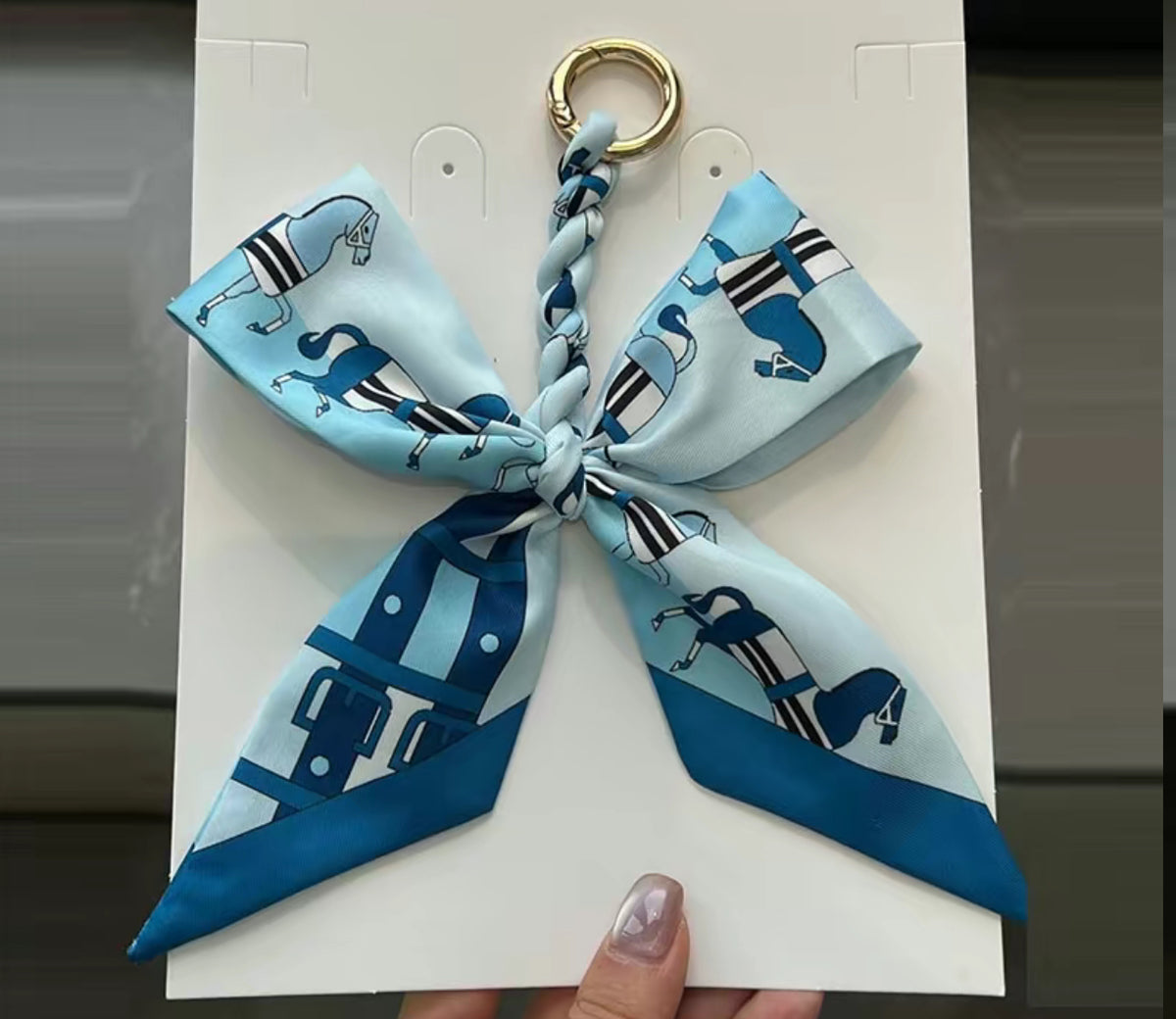 Silk bow bag charm keychain
