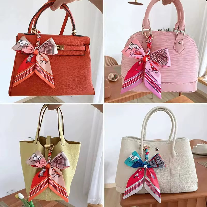 Silk bow bag charm keychain