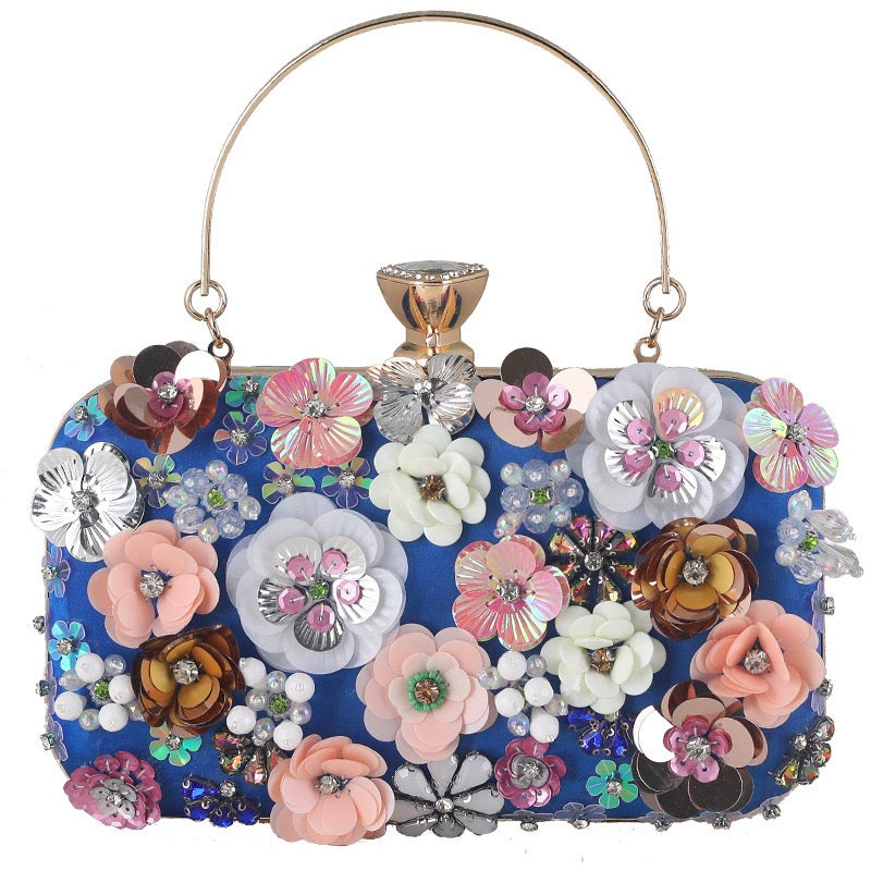 Women Clutches Flower Evening Handbag Chain Strap Shoulder Bag