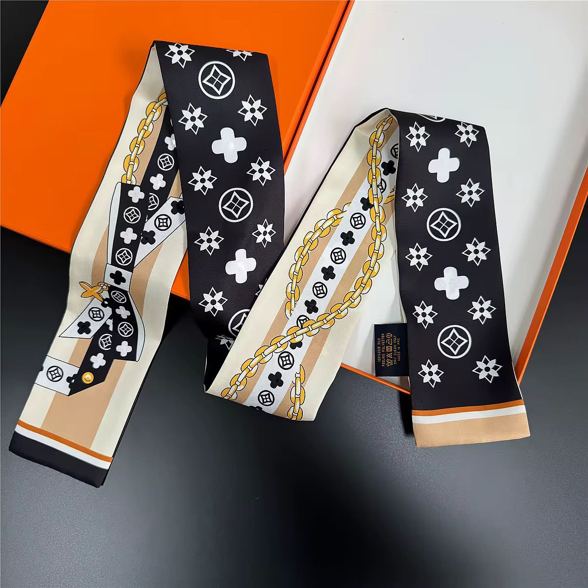 Beige & Black Statement Scarf