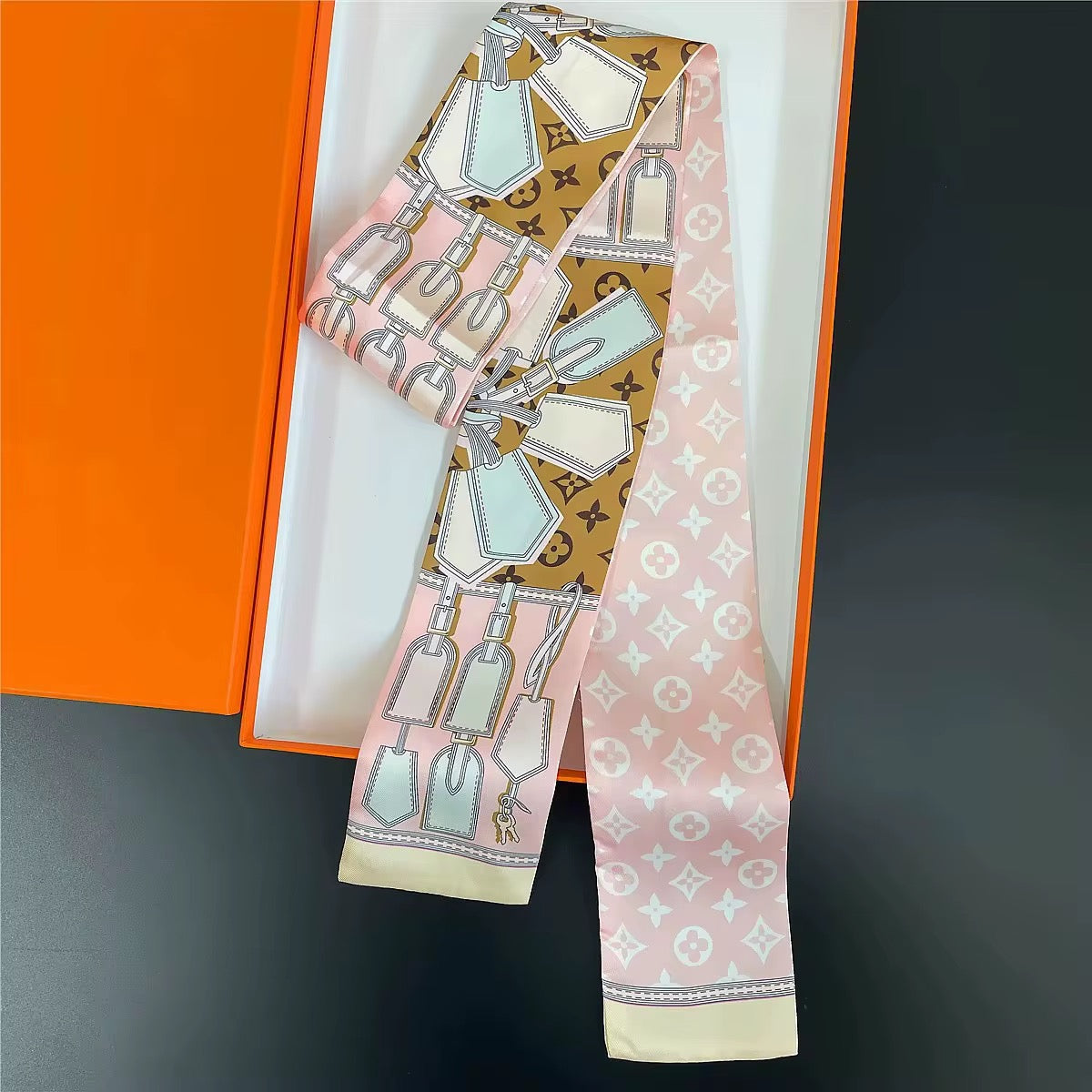 Designer Look Silk-Style Scarf — Luxe Hair, Neck & Handbag Wrap