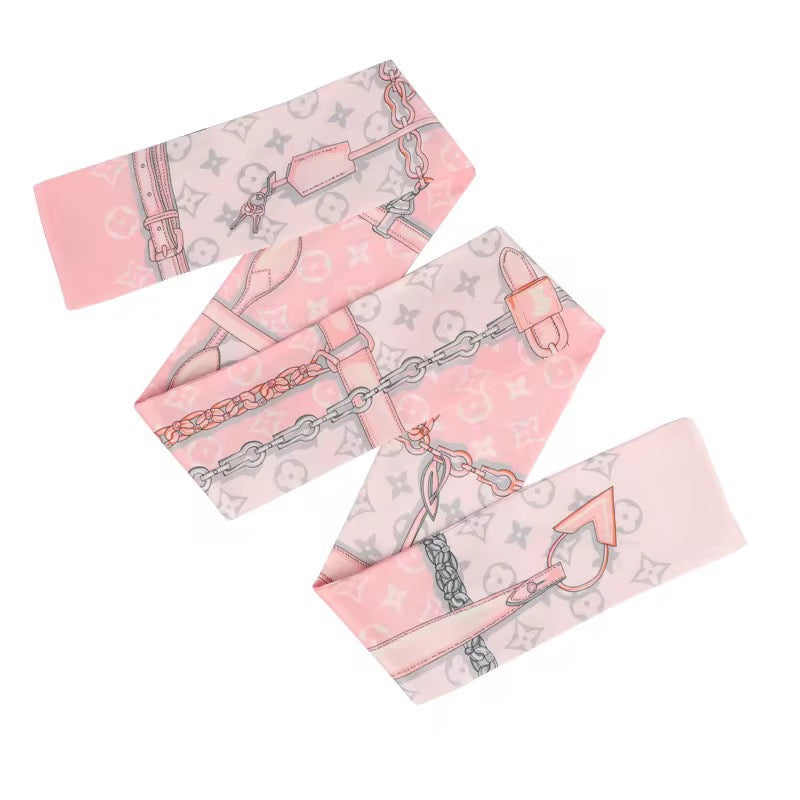 Luxe Designer Silk-Style Scarf — Style It 3 Ways: Hair, Neck & Handbag