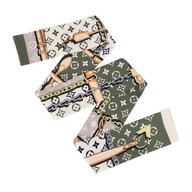 Luxe Designer Silk-Style Scarf — Style It 3 Ways: Hair, Neck & Handbag