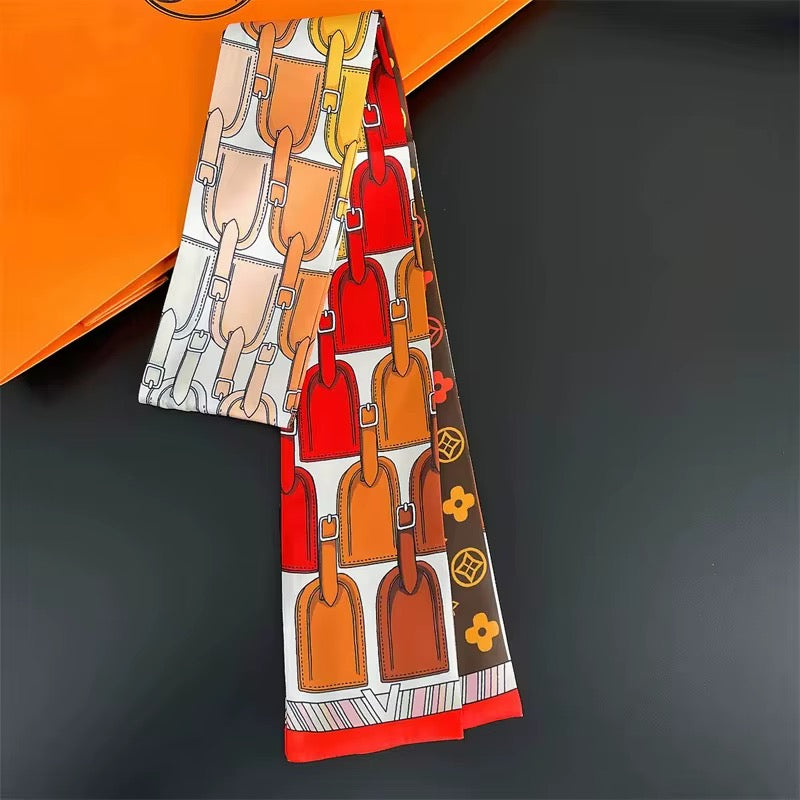 Designer Look Silk-Style Scarf — Luxe Hair, Neck & Handbag Wrap
