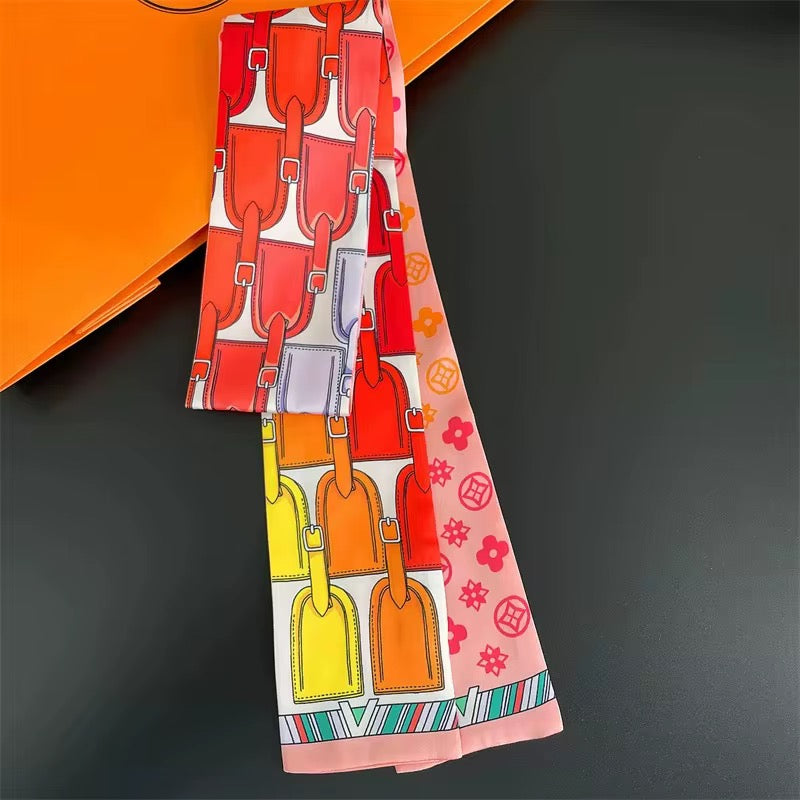 Designer Look Silk-Style Scarf — Luxe Hair, Neck & Handbag Wrap