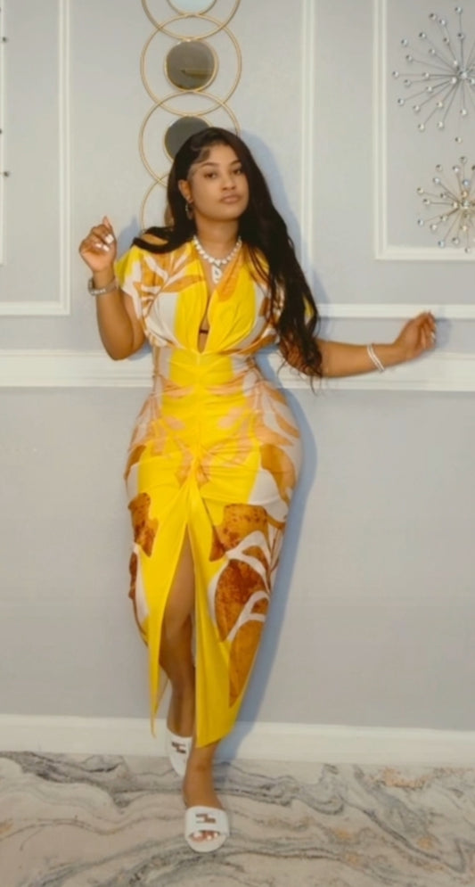 Yellow midi dress