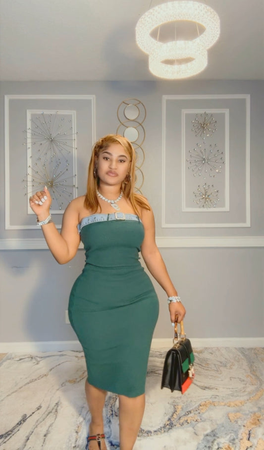 Buckle olive dress