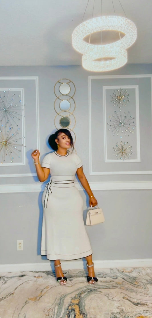 Nia white midi dress