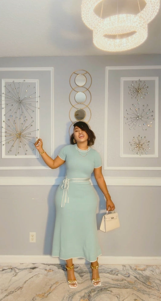 Nia teal blue midi dress