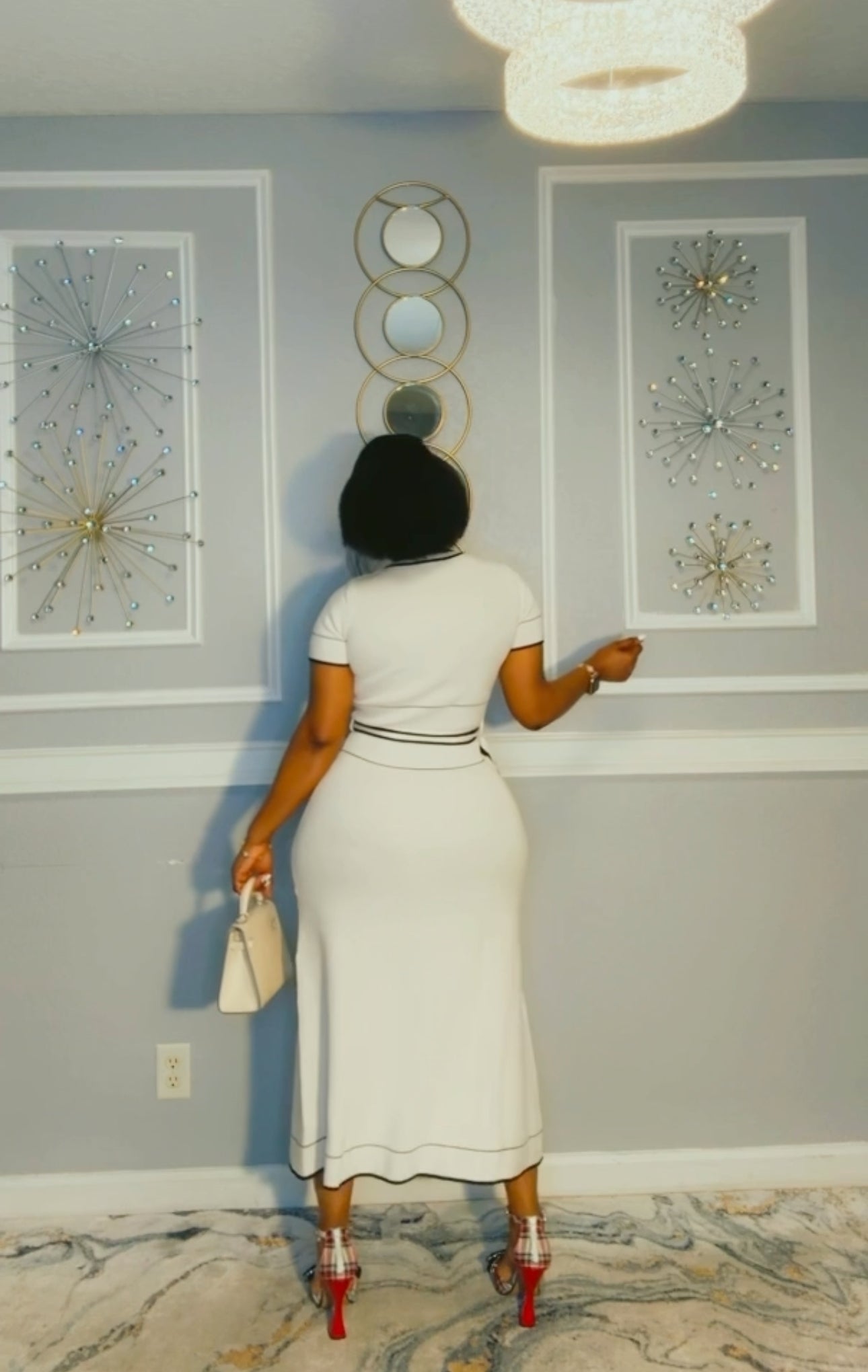 Nia white midi dress